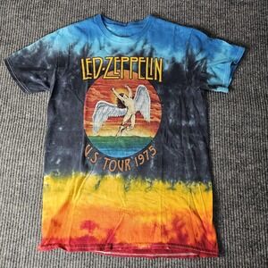 Led Zeppelin U.S. Tour 1975 Shirt Mens Small Tie Dye Graphic Tee Rock Band